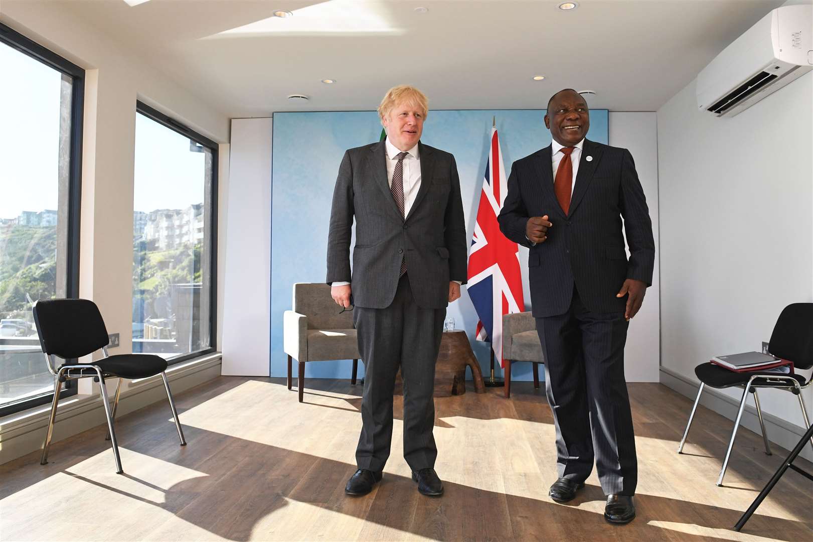 Prime Minister Boris Johnson with South African president Cyril Ramaphosa (Stefan Rousseau/PA)