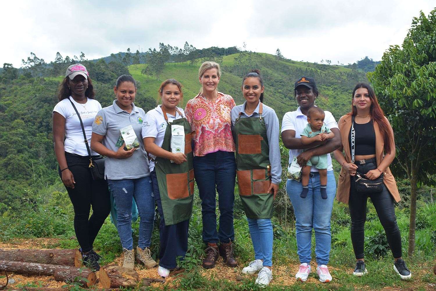 Sophie (centre) learned how the farm is contributing to the economy (British Embassy in Colombia/PA)
