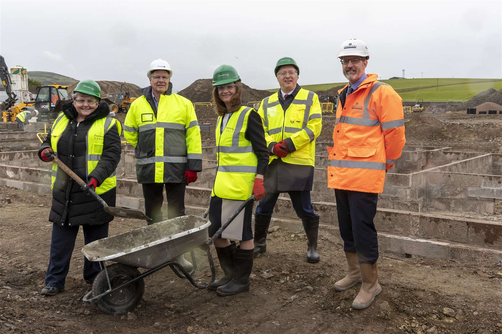 At the event marking the start of work at the social housing development in Portsoy are (from left): Councllor Anne Stirling, Councillor John Cox, Pat Cahill of Sanctury Scotland, Councillor Glen Reynolds and Neil Donald from Robertson Partnership Homes.