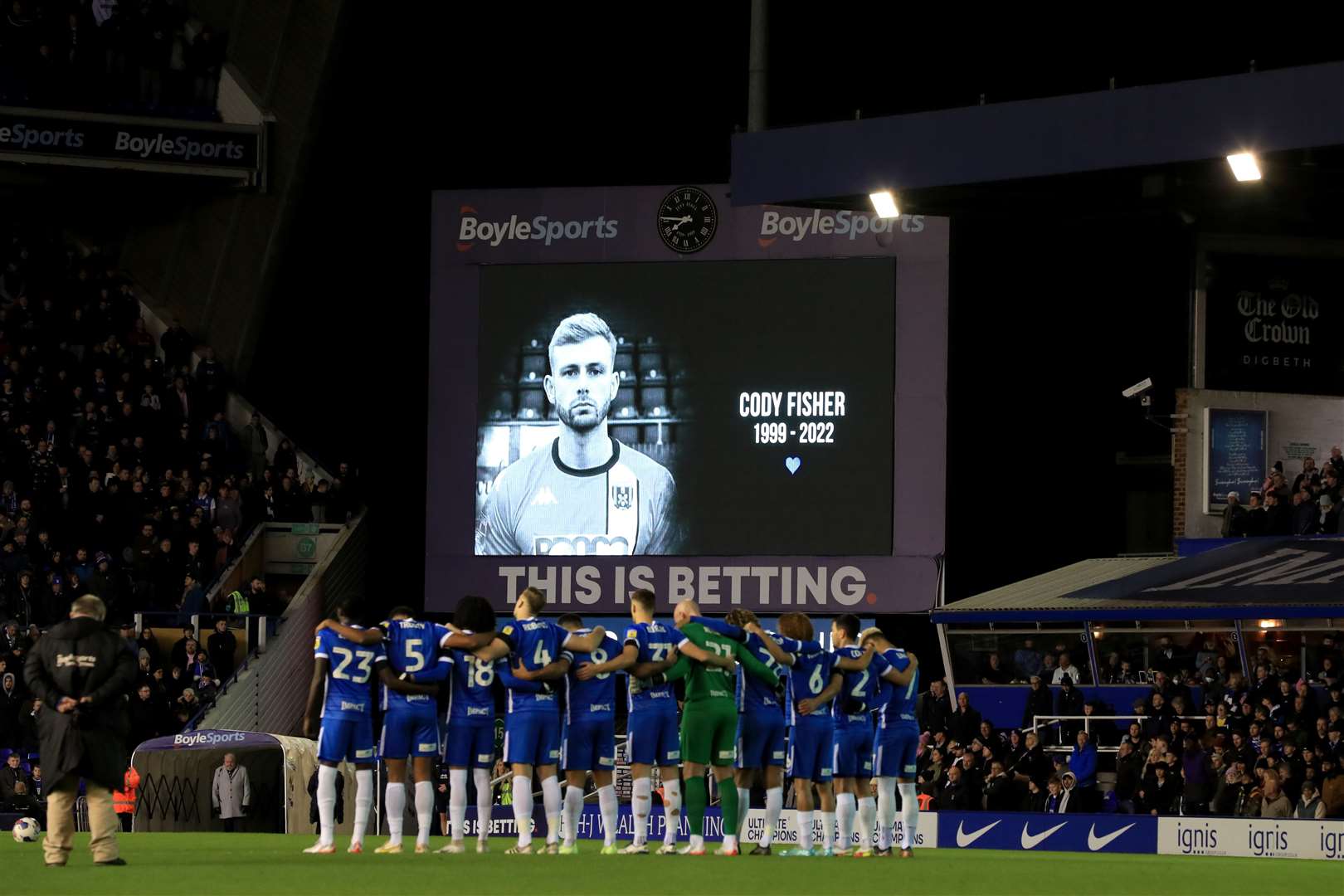 A tribute to Cody Fisher at a Birmingham City game held four days after his death (Bradley Collyer/PA)