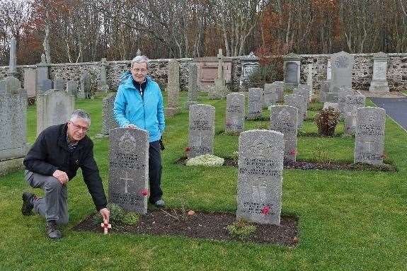 Andrew Simpson, Lord Lieutenant of Banffshire, and his wife, Louise, visit Banff Commonwealth War Graves Commission maintained graves.