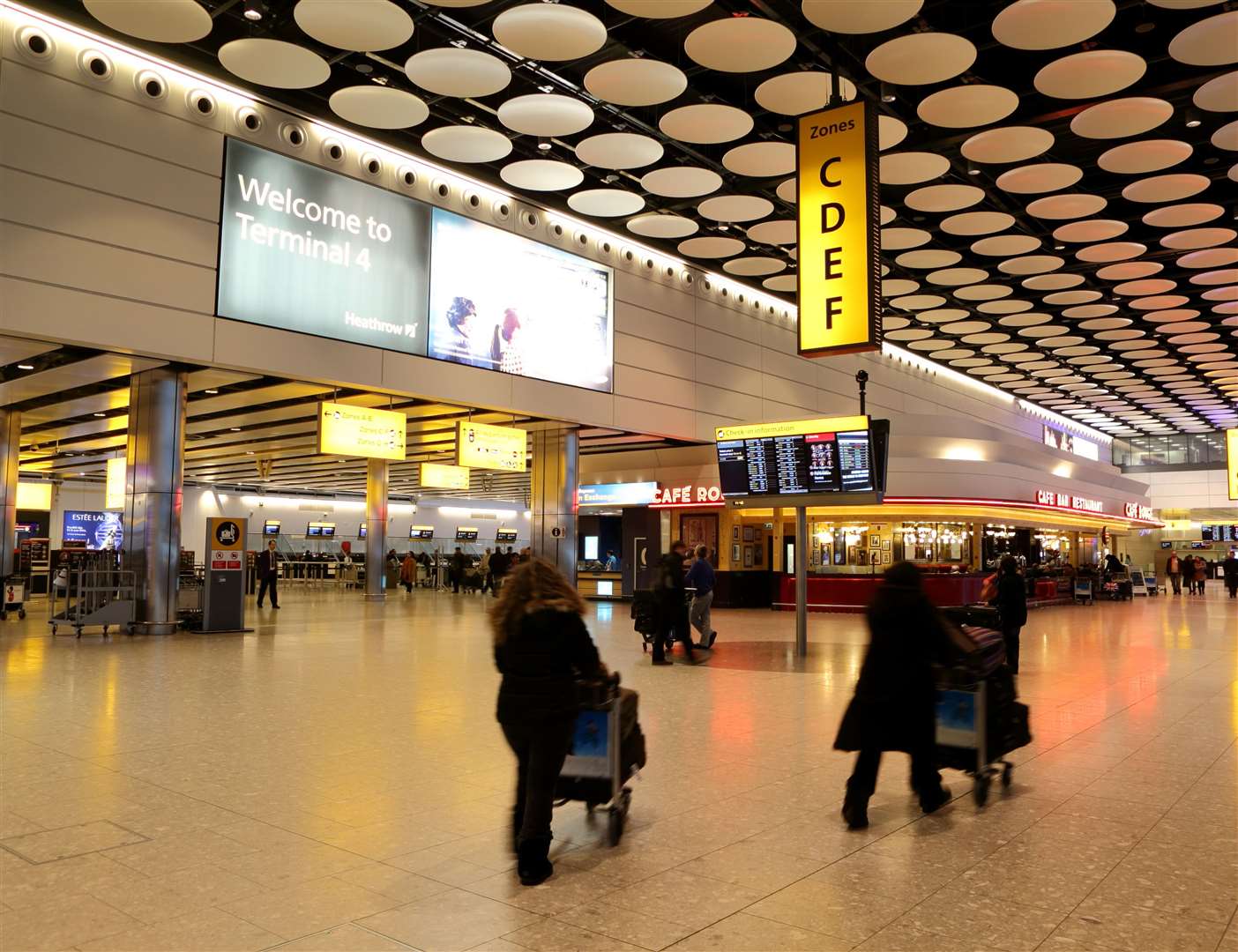 The departures area of Terminal 4 at Heathrow Airport (Steve Parsons/PA)