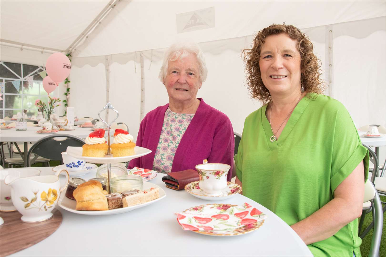Mother and daughter Eleanor and Linda Gordon...14th annual strawberry tea event at Netherton Farm, Keith, which raises money for Breast Cancer Now. ..Picture: Daniel Forsyth..