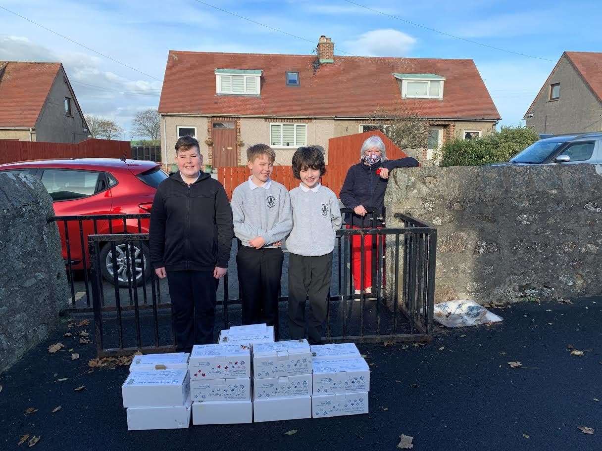 Pupils at Tipperty School filled shoeboxes as part of a project led by Ythan Valley Rotary Club.