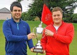 David Morrison (left) and Sam Griffiths with the Simmers Trophy.