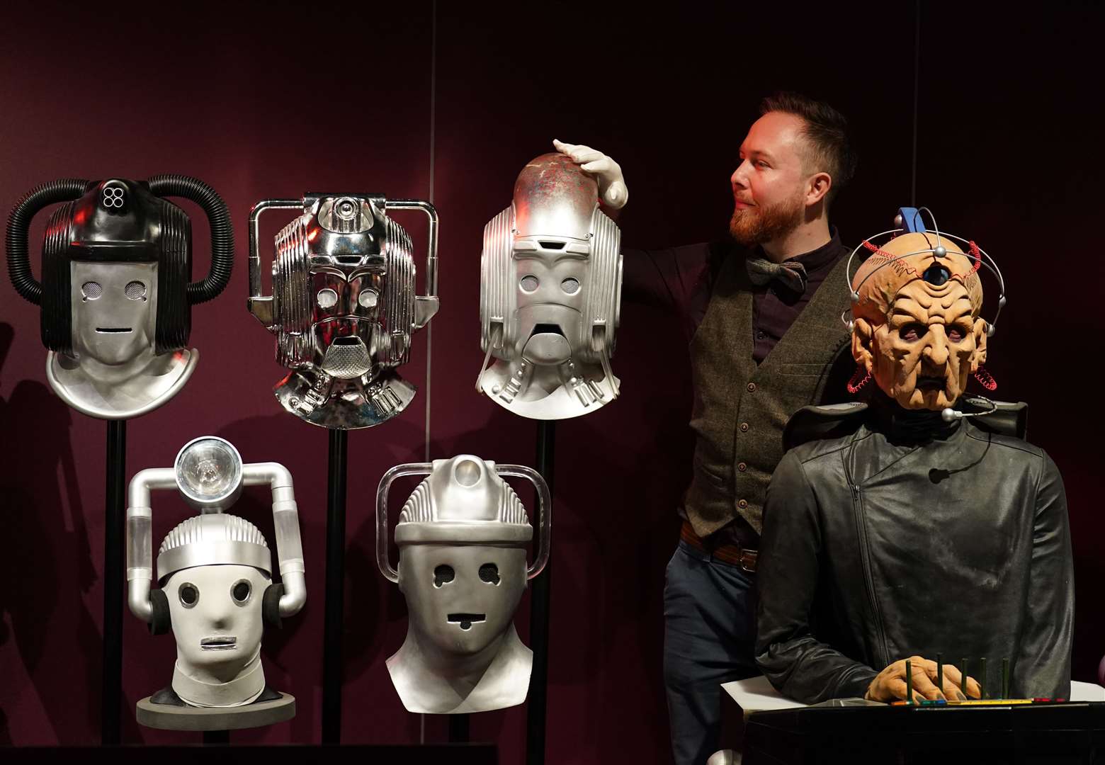 David Smith from the National Museum of Scotland with exhibits at the Doctor Who Worlds of Wonder exhibition, at National Museum Of Scotland in Edinburgh.