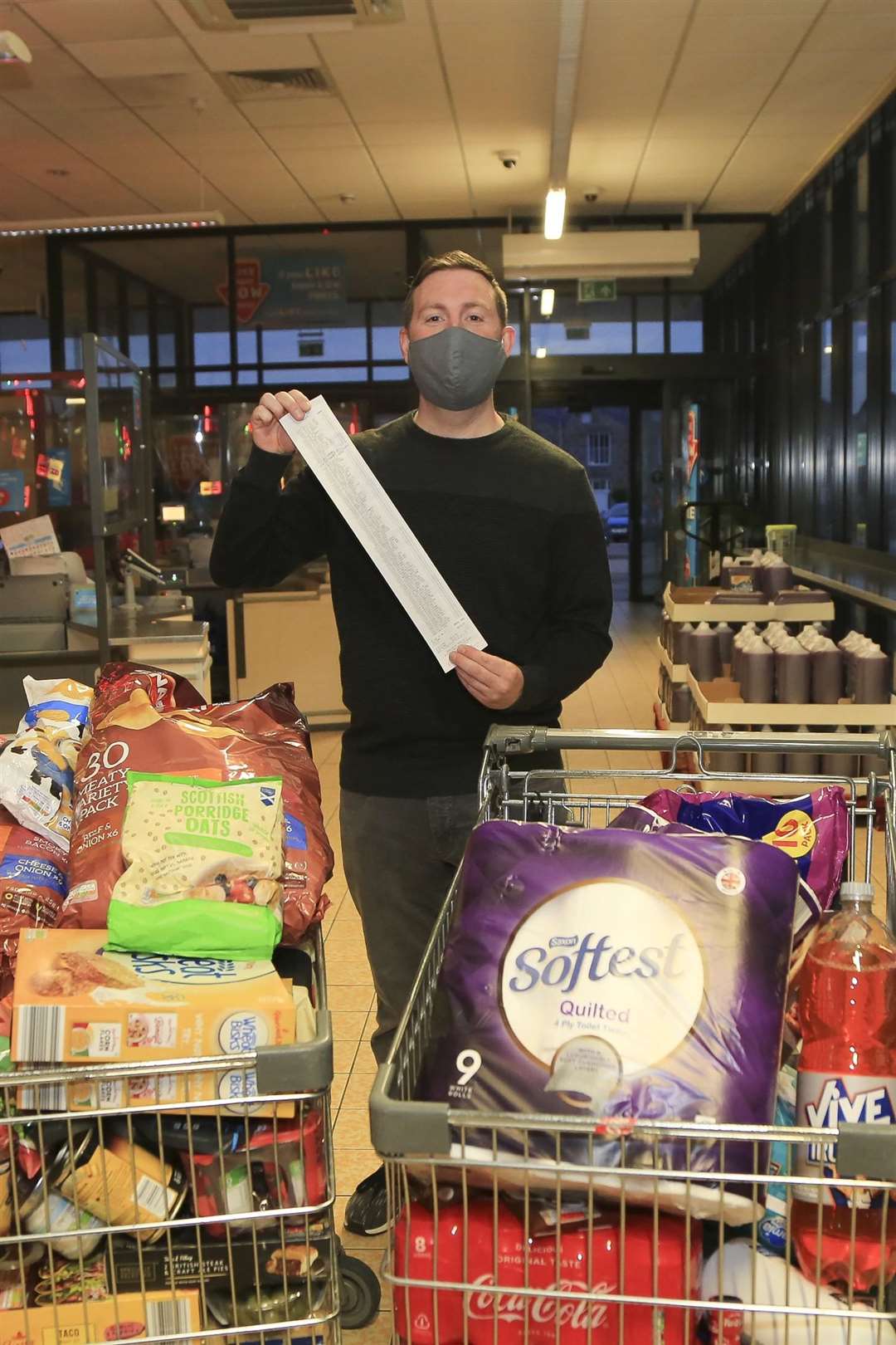 Alistair Leel took part in Inverurie Aldi's Supermarket Sweep.