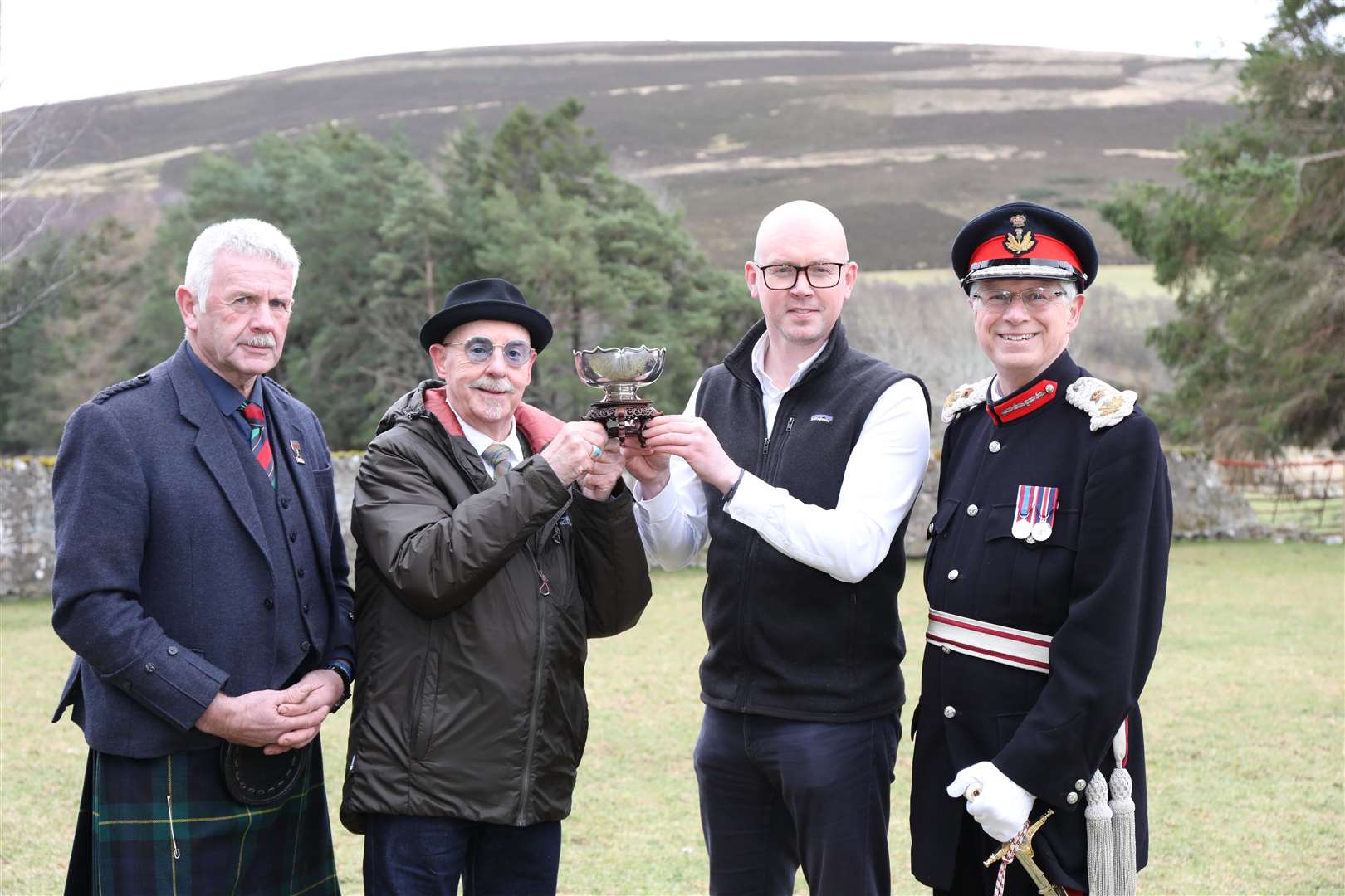 Charlie Murray, Adrian Taylor, Jonathan Christie and Andrew Simpson with the Cabrach Rose Bowl. Picture: Peter Jolly.