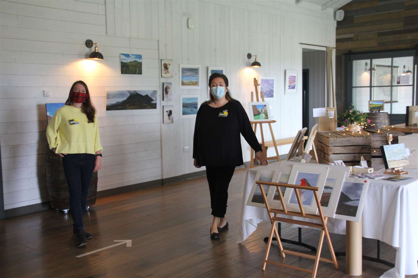 Artists Fiona Sinclair and Jenni Prentice at Barra Castle in 2020.