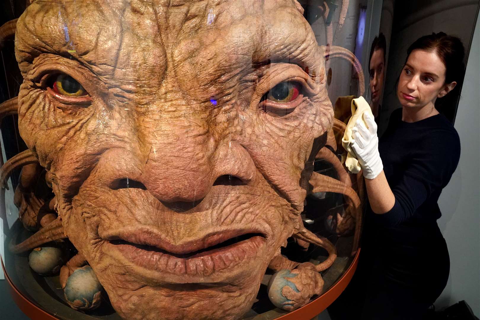 Alice Wyllie from the National Museum of Scotland with an exhibit at the Doctor Who Worlds of Wonder exhibition, at National Museum Of Scotland in Edinburgh.