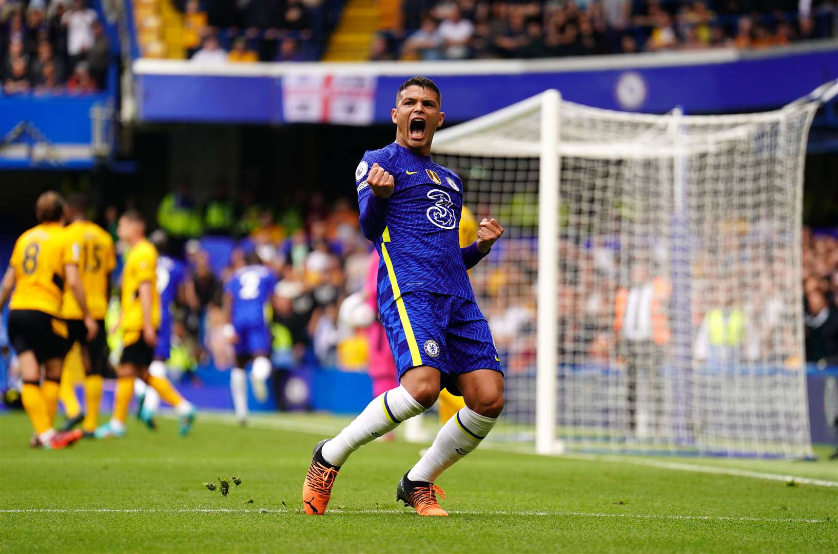 Thiago Silva’s goal for Chelsea against Wolverhampton Wanderers last season is about to be ruled offside by VAR (Adam Davy/PA)