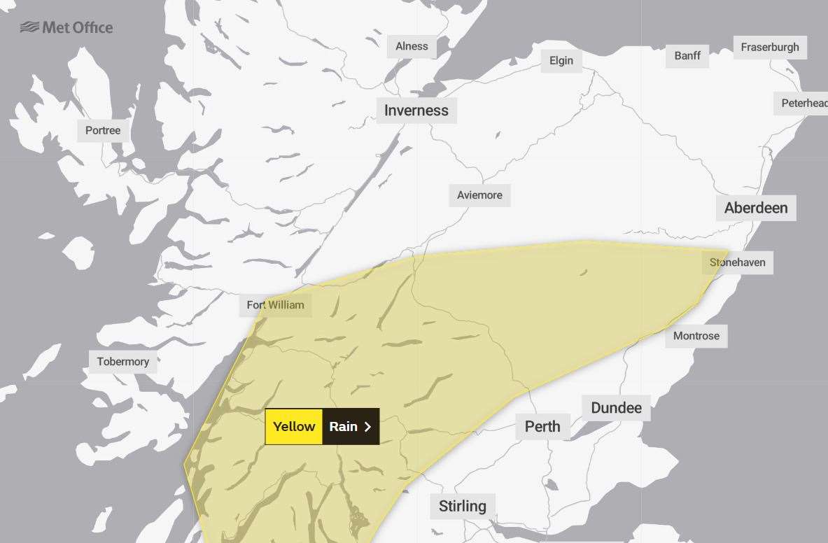 A yellow weather warning for heavy rain has been issued for Sunday.