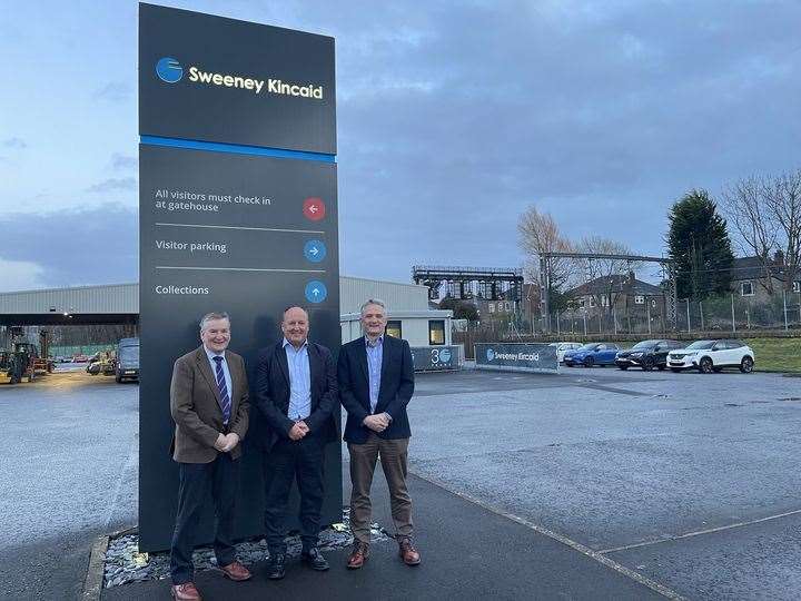 ANM Group chairman Mike Macaulay (left) with managing director of Sweeney Kincaid Russell Kincaid, and ANM Group chief executive Grant Rogerson (Picture: ANM Group).