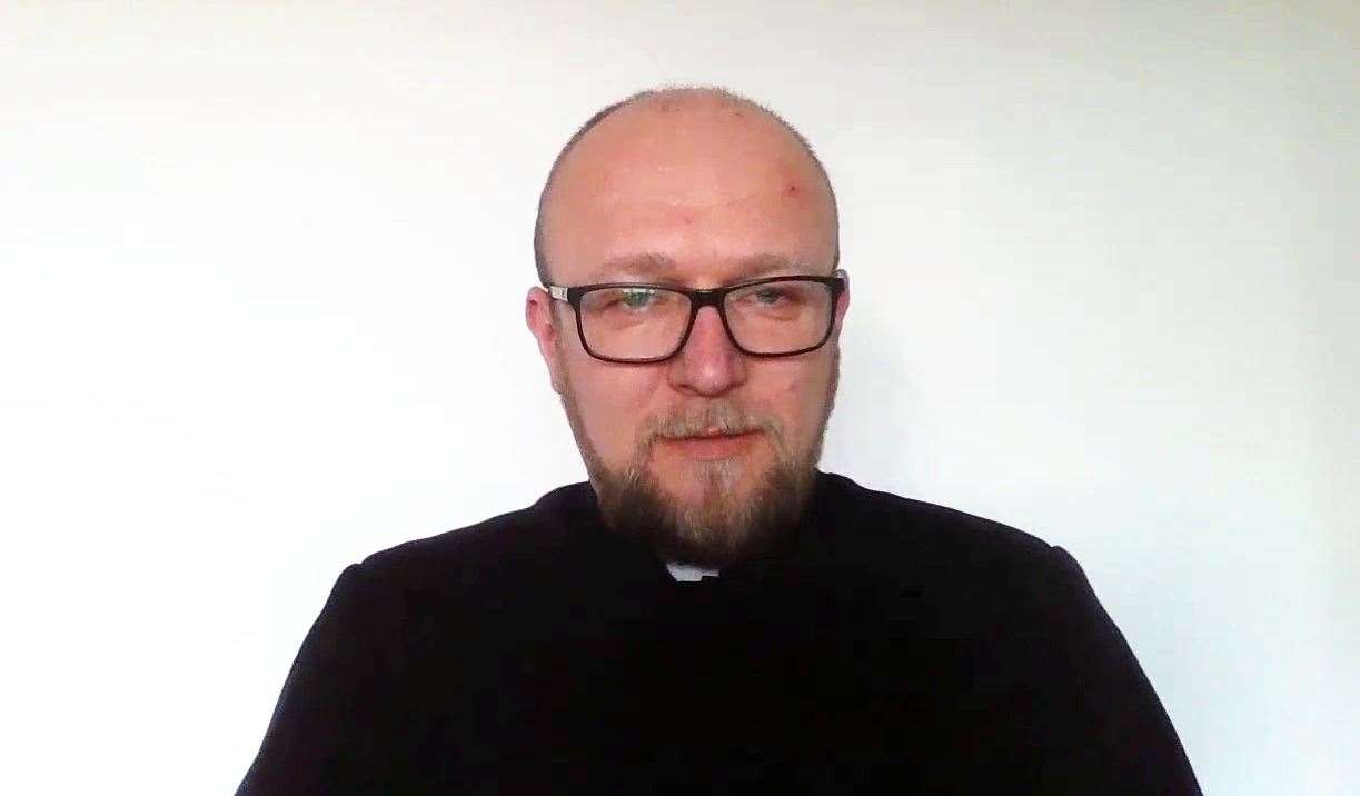 Father Piotr Rytel delivers Time for Reflection virtually at the Scottish Parliament.
