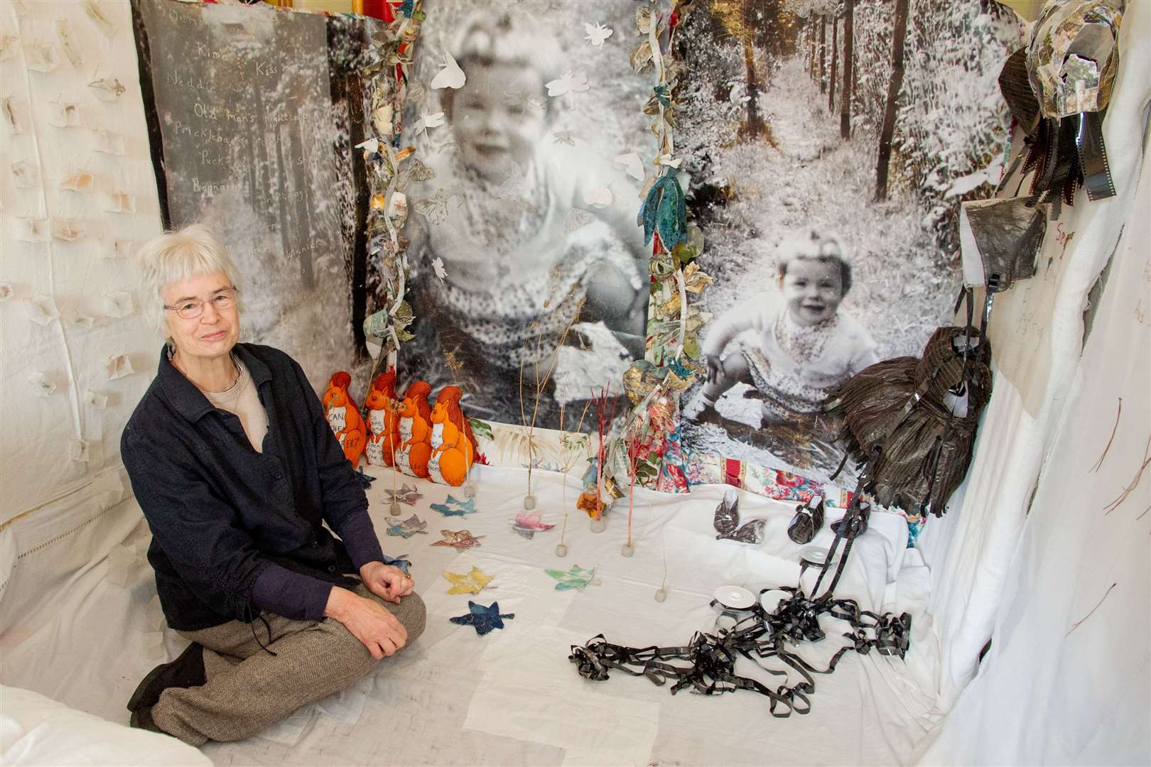 Pauline Atkinson, from Burghead, has set up her final-year artwork in a bedroom in her house. Picture: Daniel Forsyth.