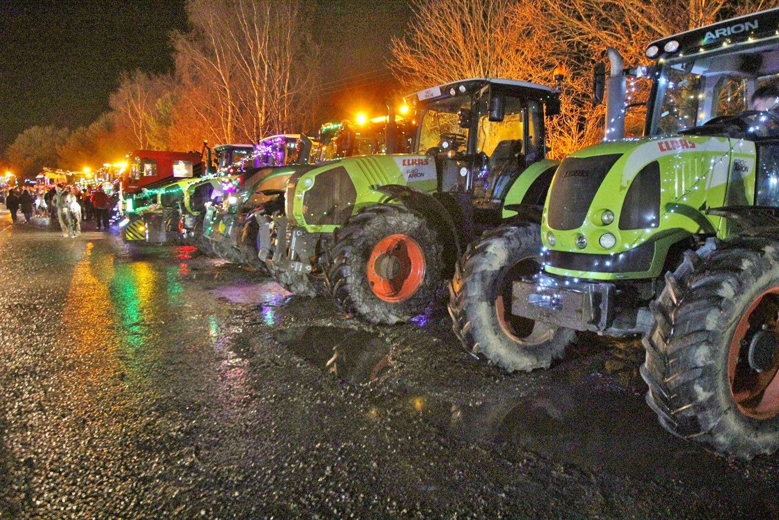 A row of tractors that took part in the Huntly tractor run. Picture: Ian Rennie