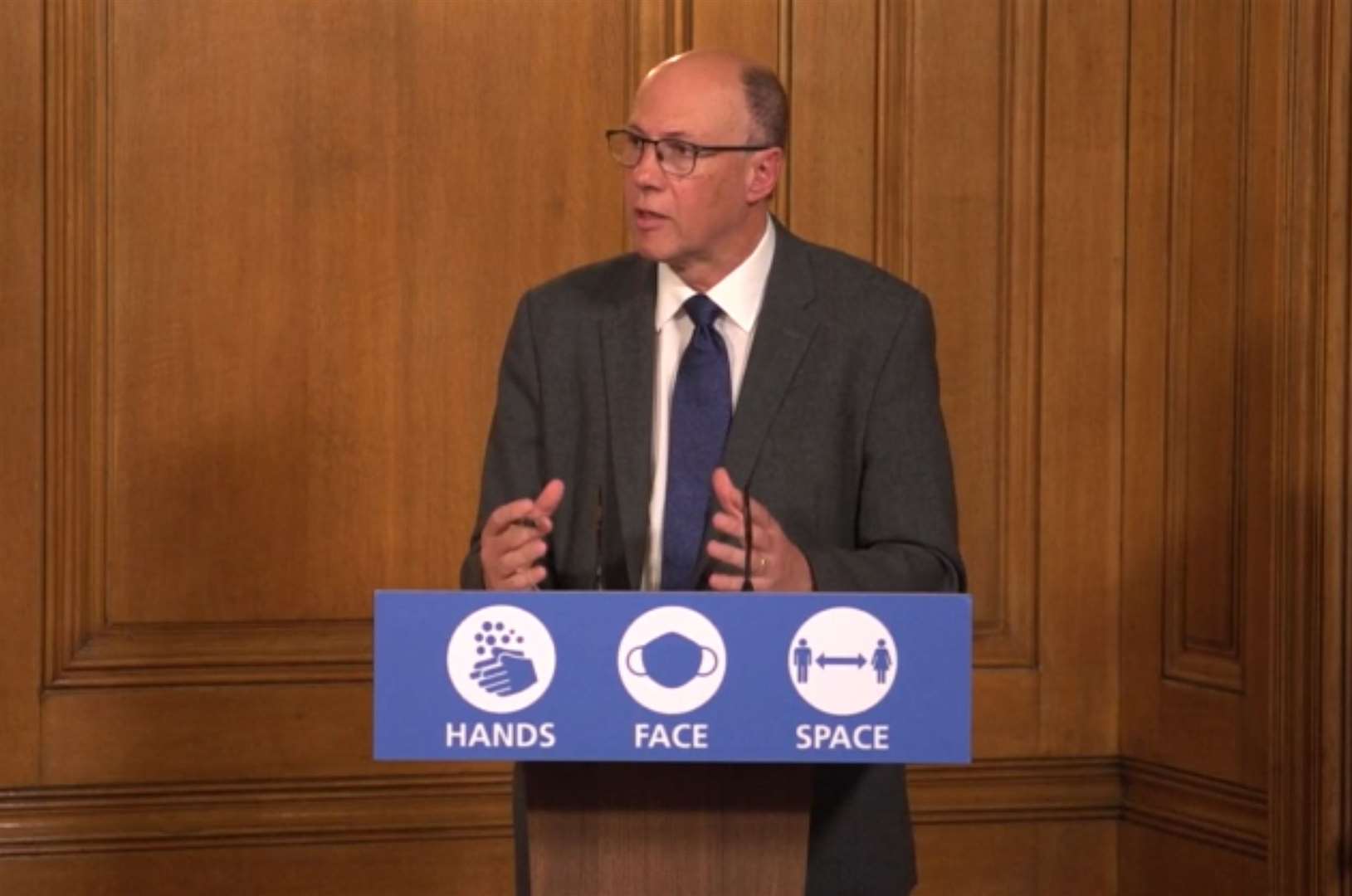 Professor Stephen Powis during a media briefing in Downing Street (PA Video)