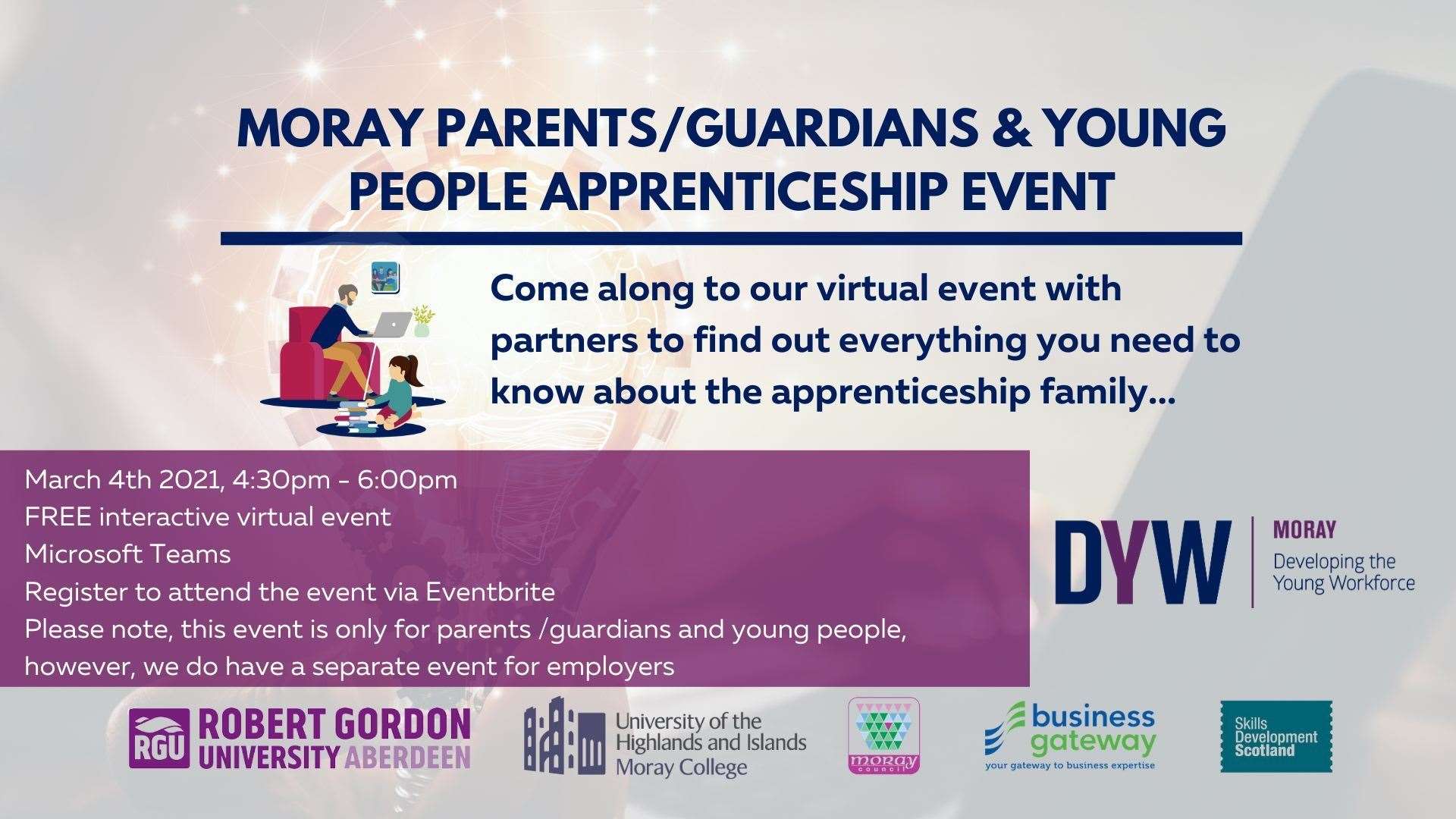 Parents and young people alike are being invited to explore apprenticeship options at the forthcoming DYW virtual roadshow. Picture: DYW Moray