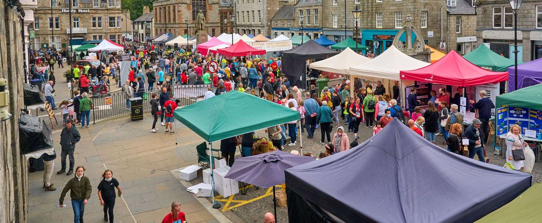 The scene in Huntly Square during Hairst last Saturday - there's now an appeal for donations towards the event in 2022. Picture: Dave Simpson.