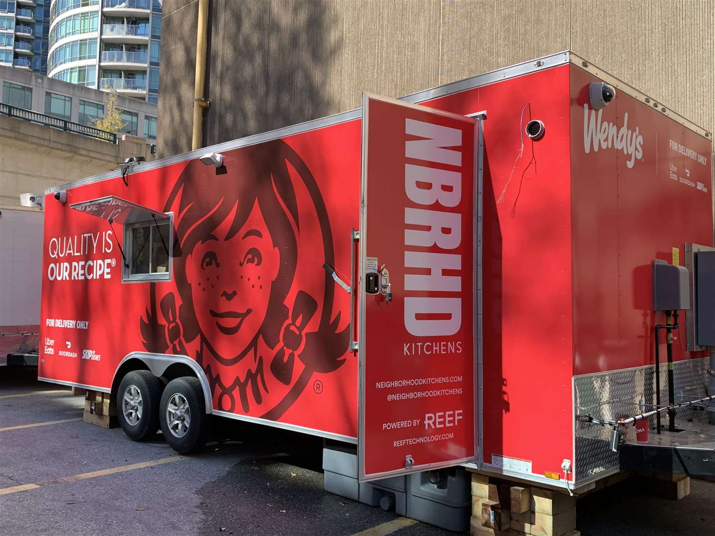 Wendy’s has set up mobile kitchens across London to offer food for delivery (Wendys/PA)