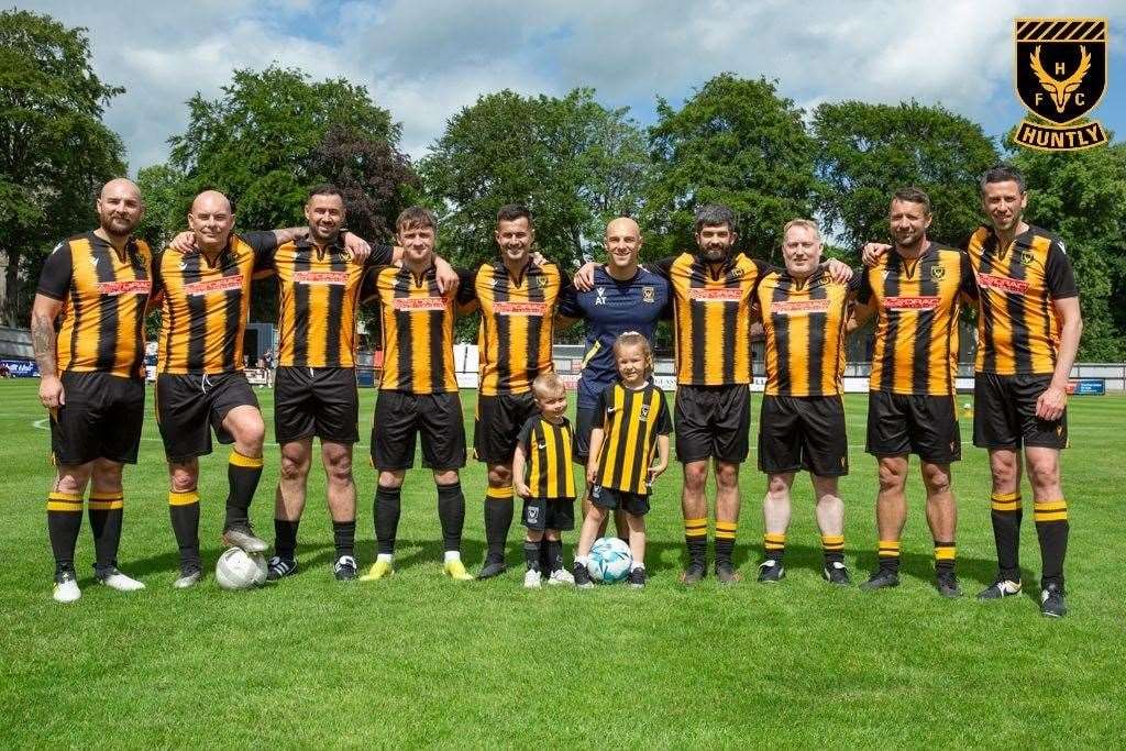 A number of former Huntly players came out of retirement for Alex Thoirs testimonial match against Elgin. Photo: George Mackie