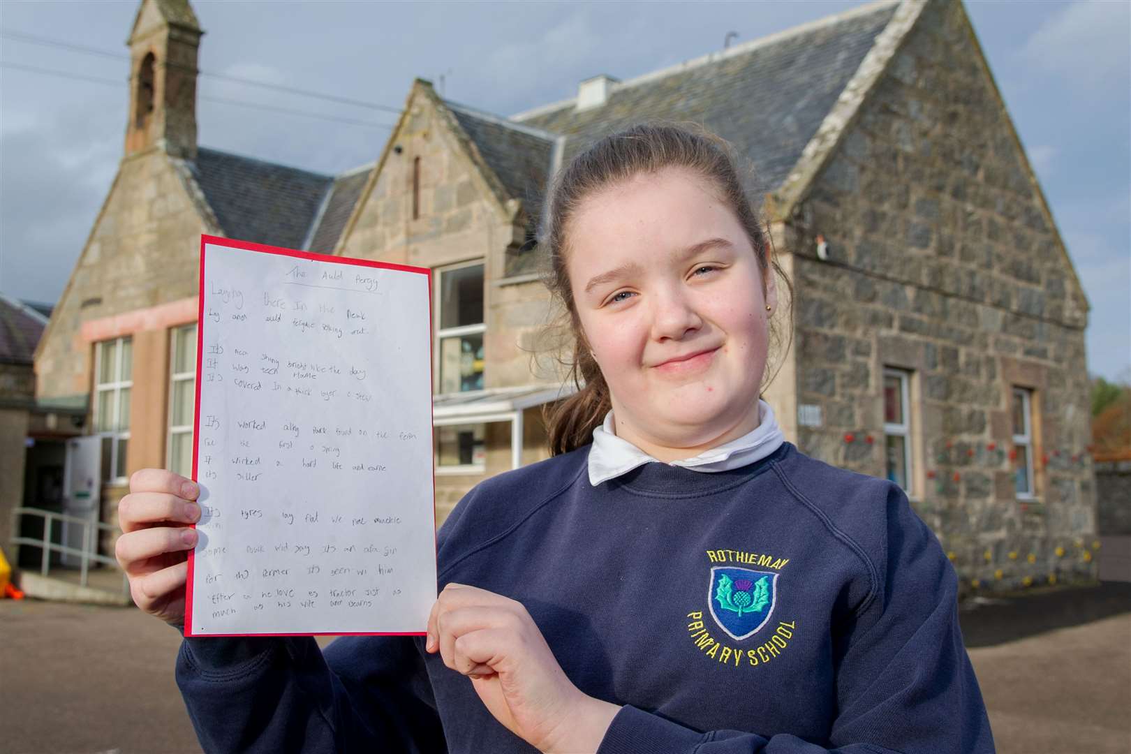 Rothiemay Primary School pupil Maretta Wilson is the winner of the Charles Murray Writing Competition with her poem 'The Auld Fergie'...Picture: Daniel Forsyth..