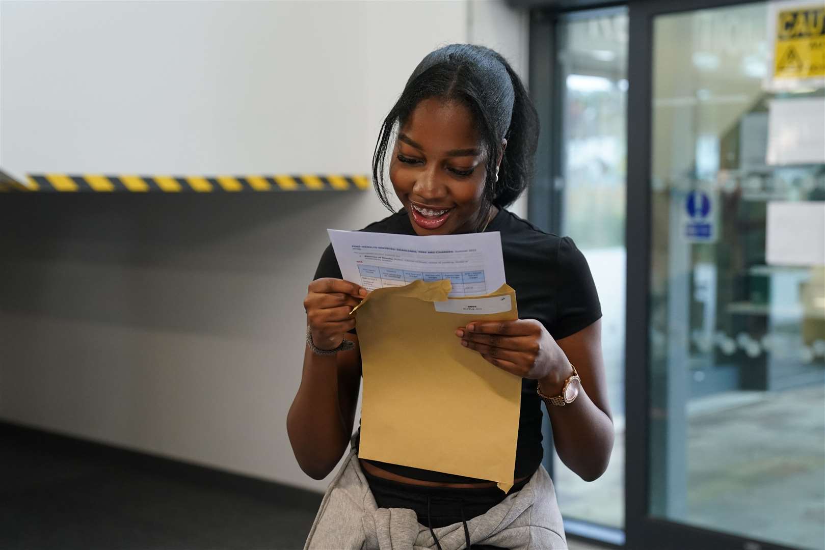 Alicia Duffus studied her results carefully (Jacob King/PA)