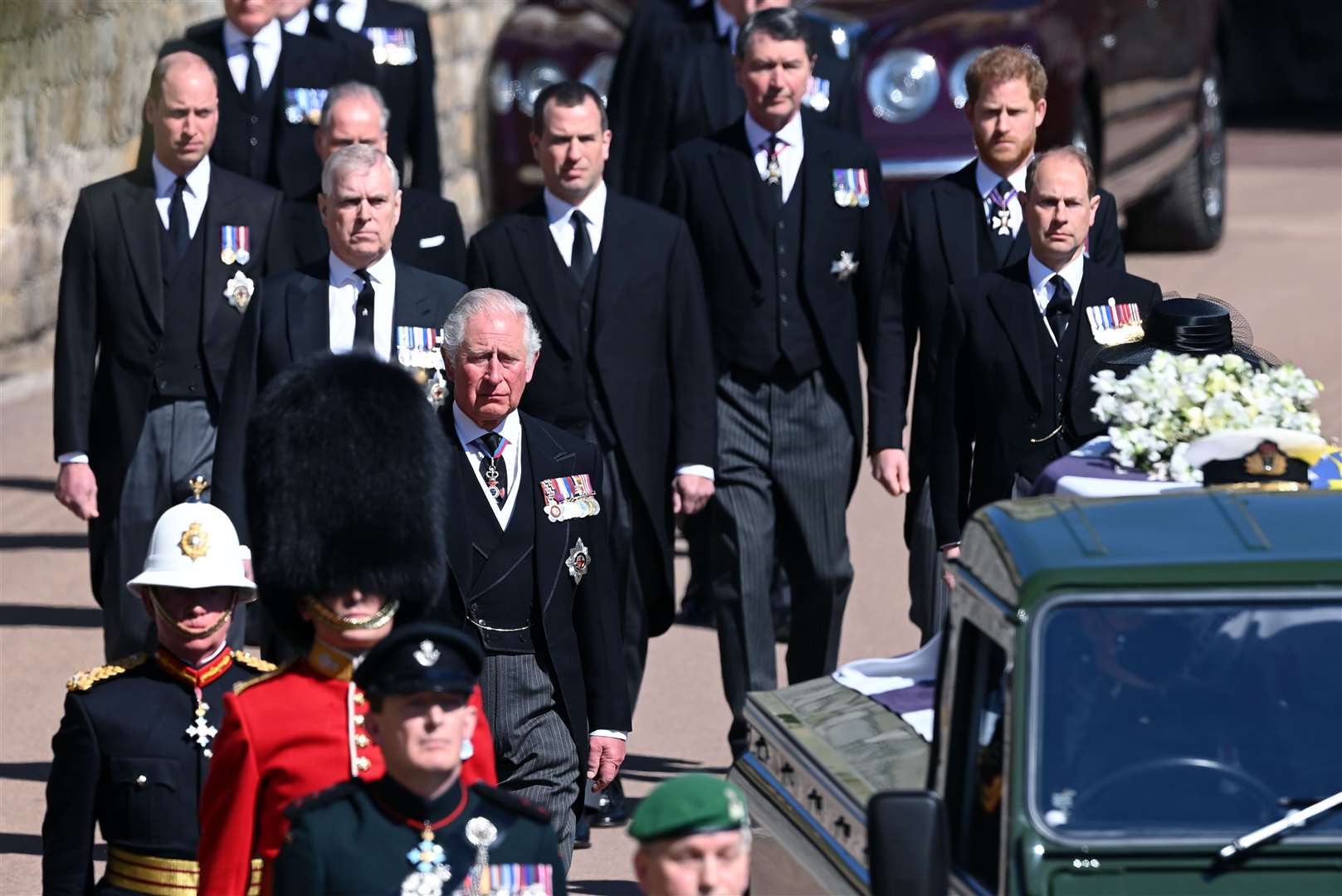 The male members of the royal family walked behind (Leon Neal/PA)
