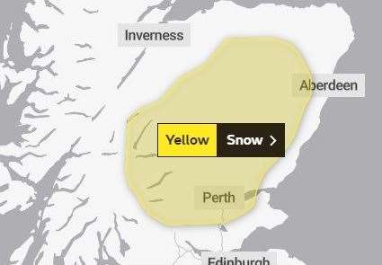 The area covered by Friday's alert, although snow and heavy rain is possible over a wider area. Picture: Met Office.