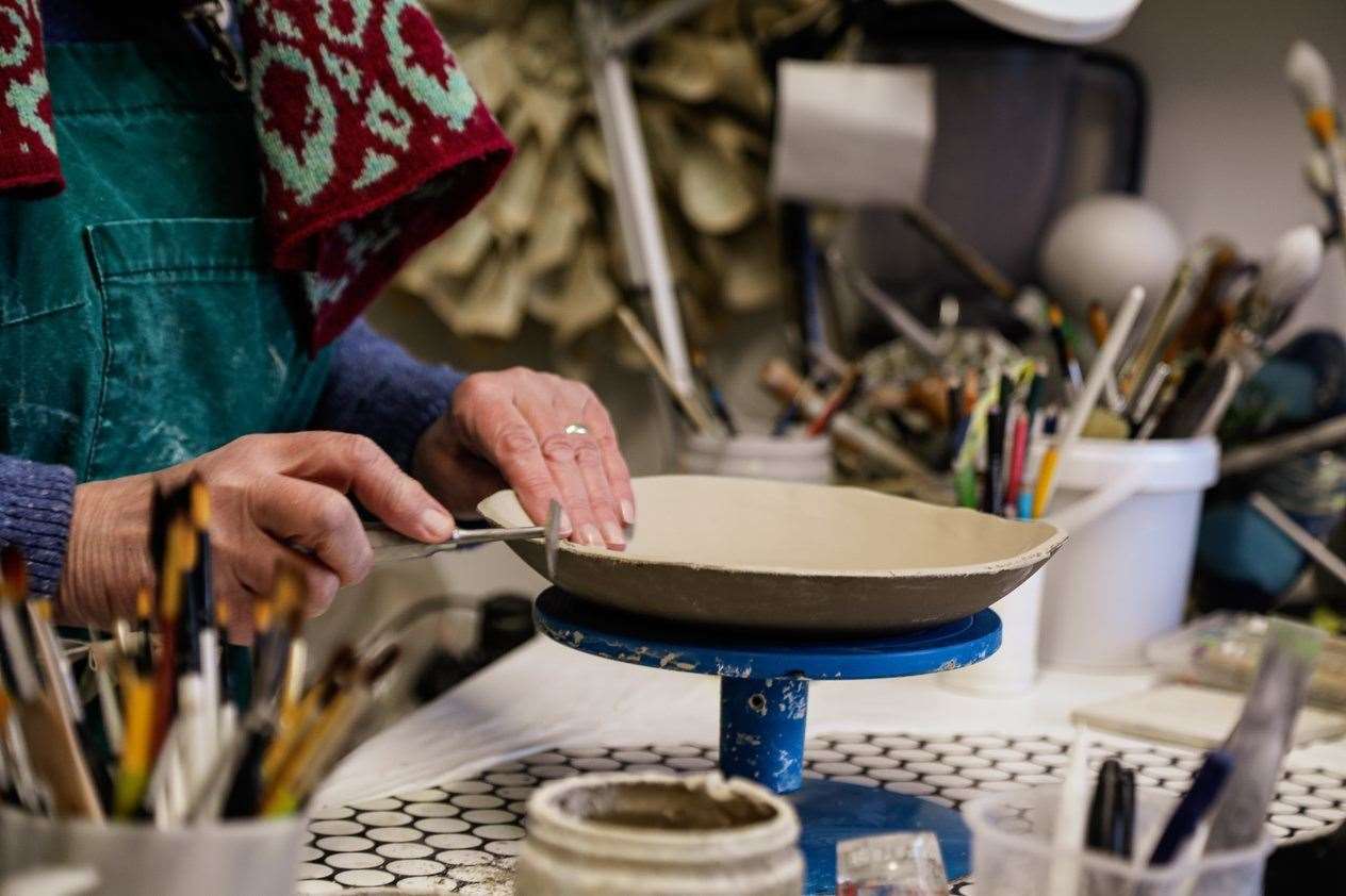 Exhibitions include work by local ceramicists.