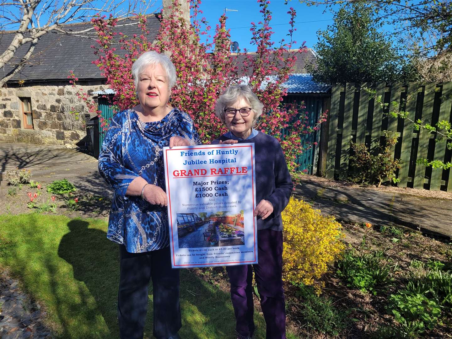 Theresa Lee and Fiona Murray from Friends of Jubilee Hospital with a poster for the raffle...Picture: David Black
