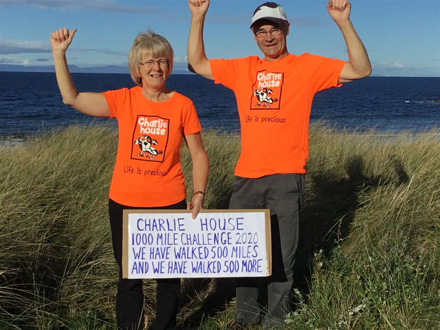 Alan and Sheila Williamson, from Kintore, have raised £2600 so far by completing the Charlie House 1000 Miles Challenge 2020.