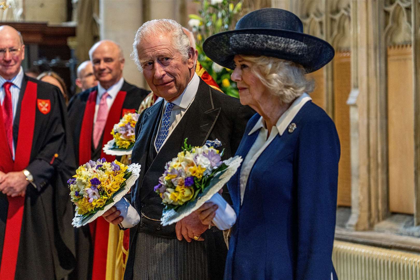 The King and the Queen Consort attending the Royal Maundy Service at York Minster (Charlotte Graham/Daily Telegraph/PA)