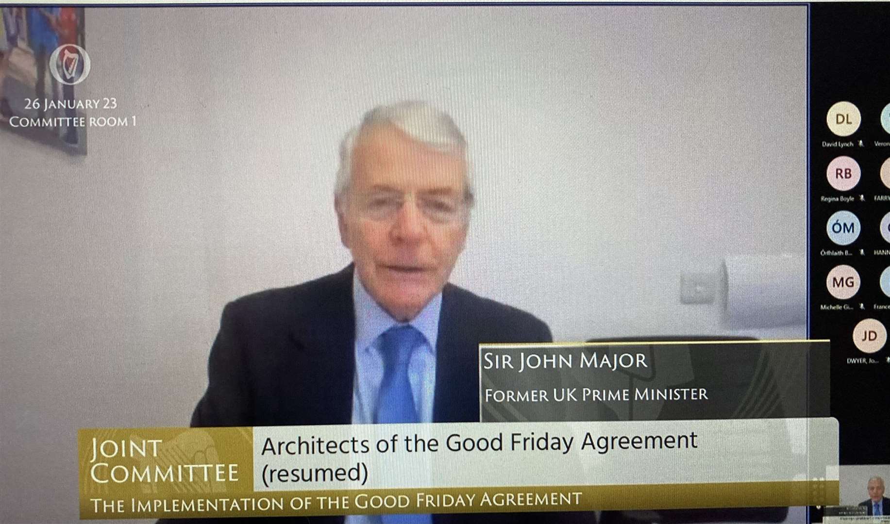 Sir John Major gave evidence to an Irish government committee (Oireachtas/PA)