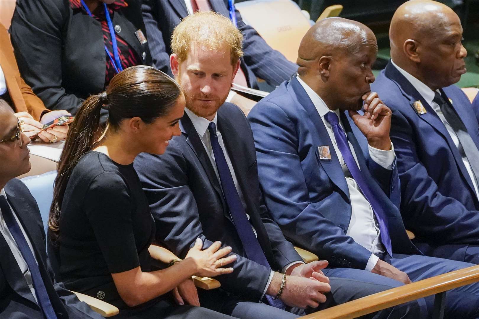 The duke was joined by his actress wife Meghan (John Minchillo/AP)
