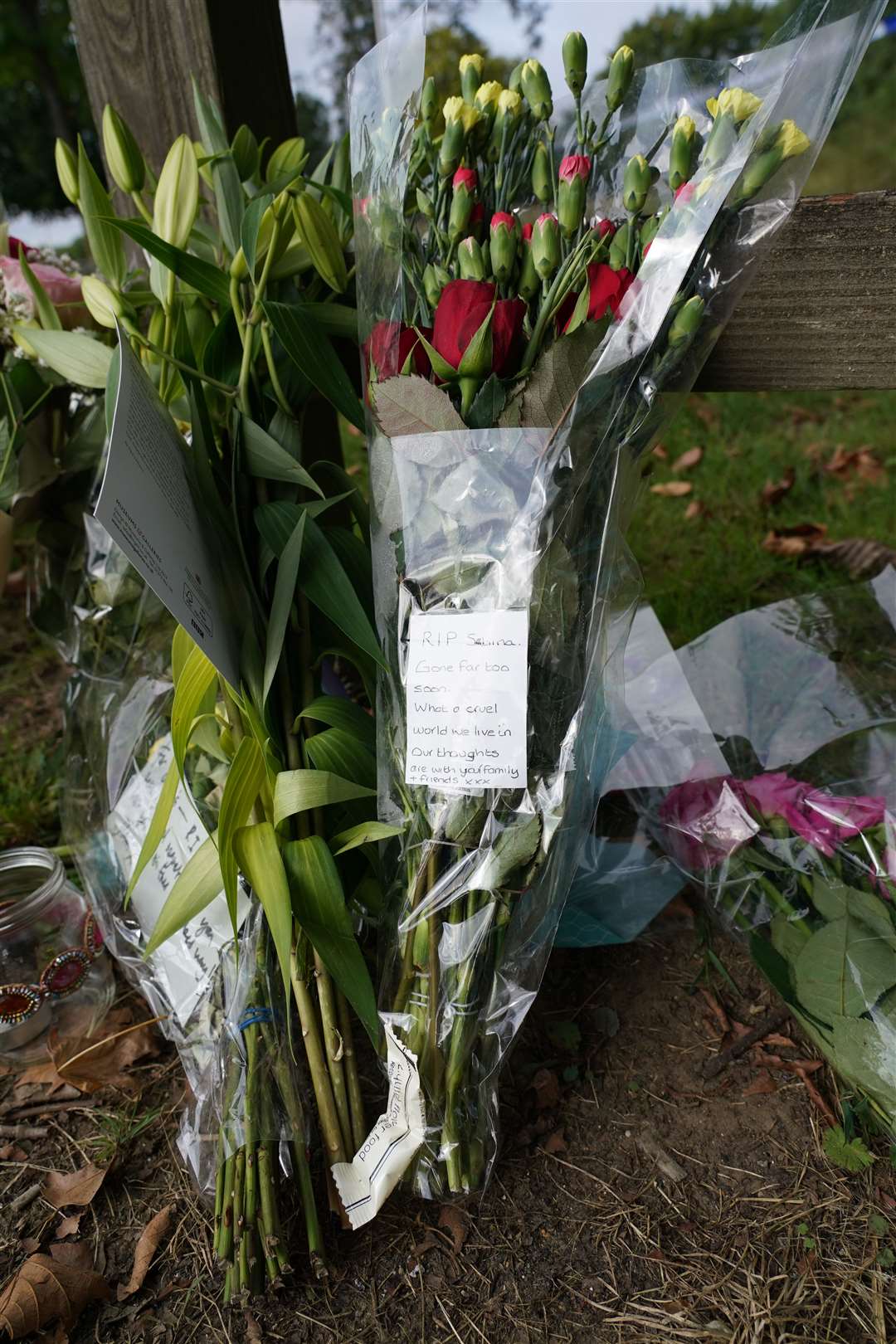 Floral tributes at Cator Park in Kidbrooke, south London, near to the scene where the body of Sabina Nessa was found (Ian West/PA)