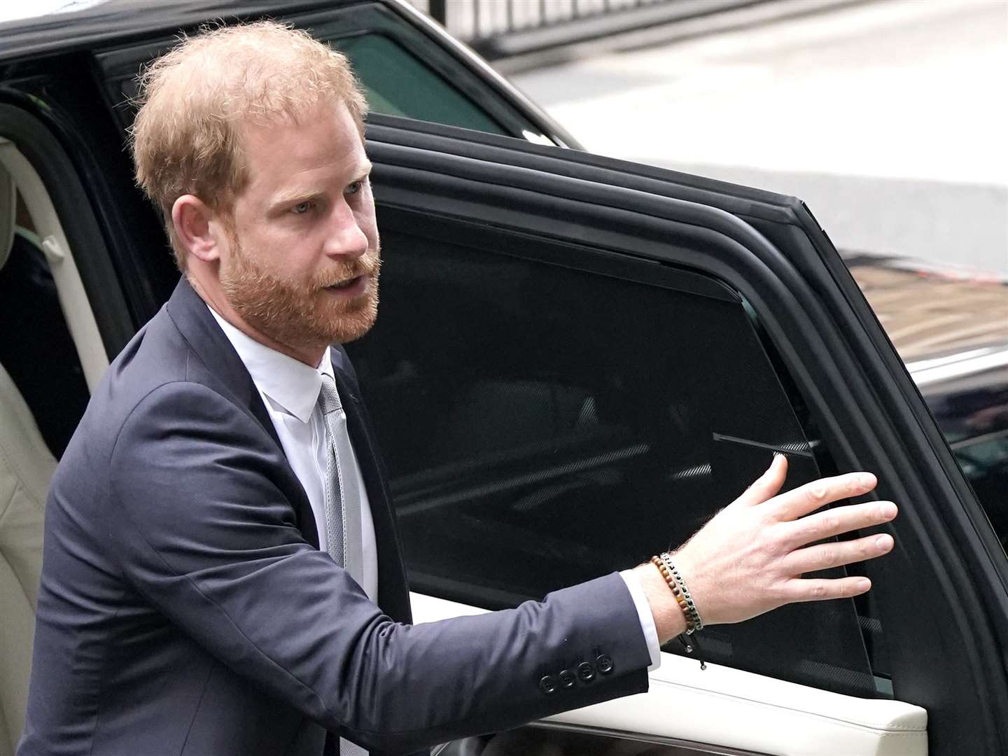 The Duke of Sussex arriving at the Rolls Buildings in central London to give evidence in a phone-hacking trial against Mirror Group Newspapers in June (Jonathan Brady/PA)