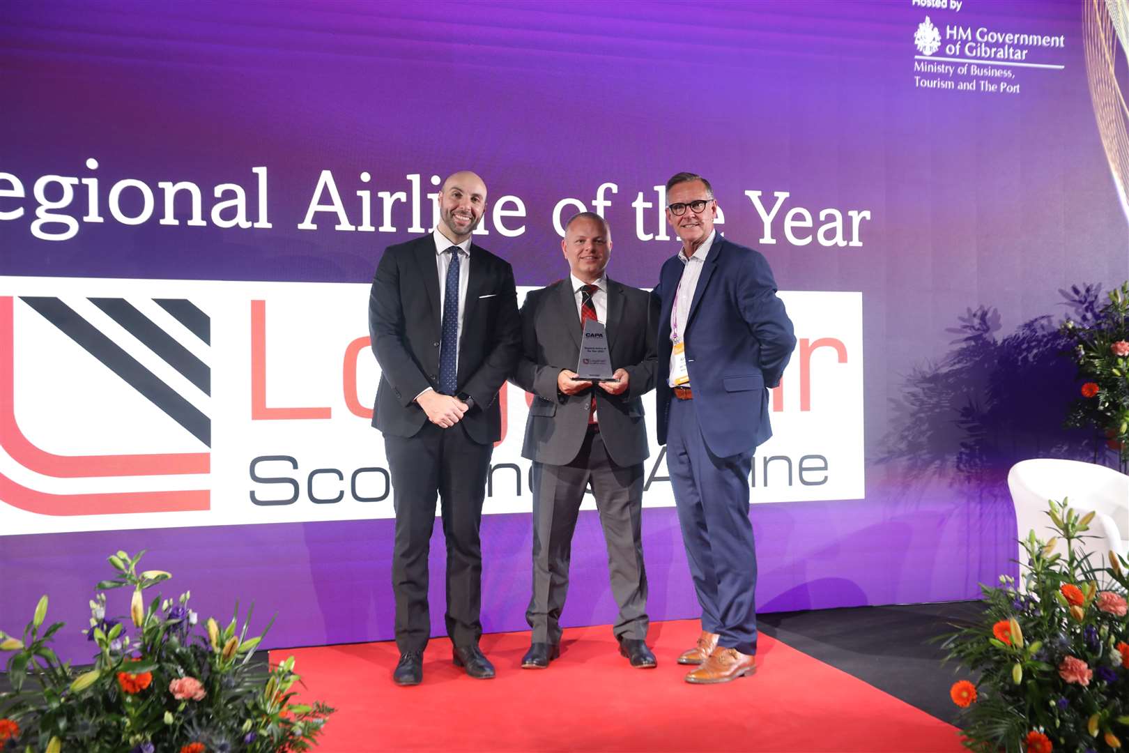 Loganair chief executive Jonathan Hinkles accepts the Regional Airline of the Year award.