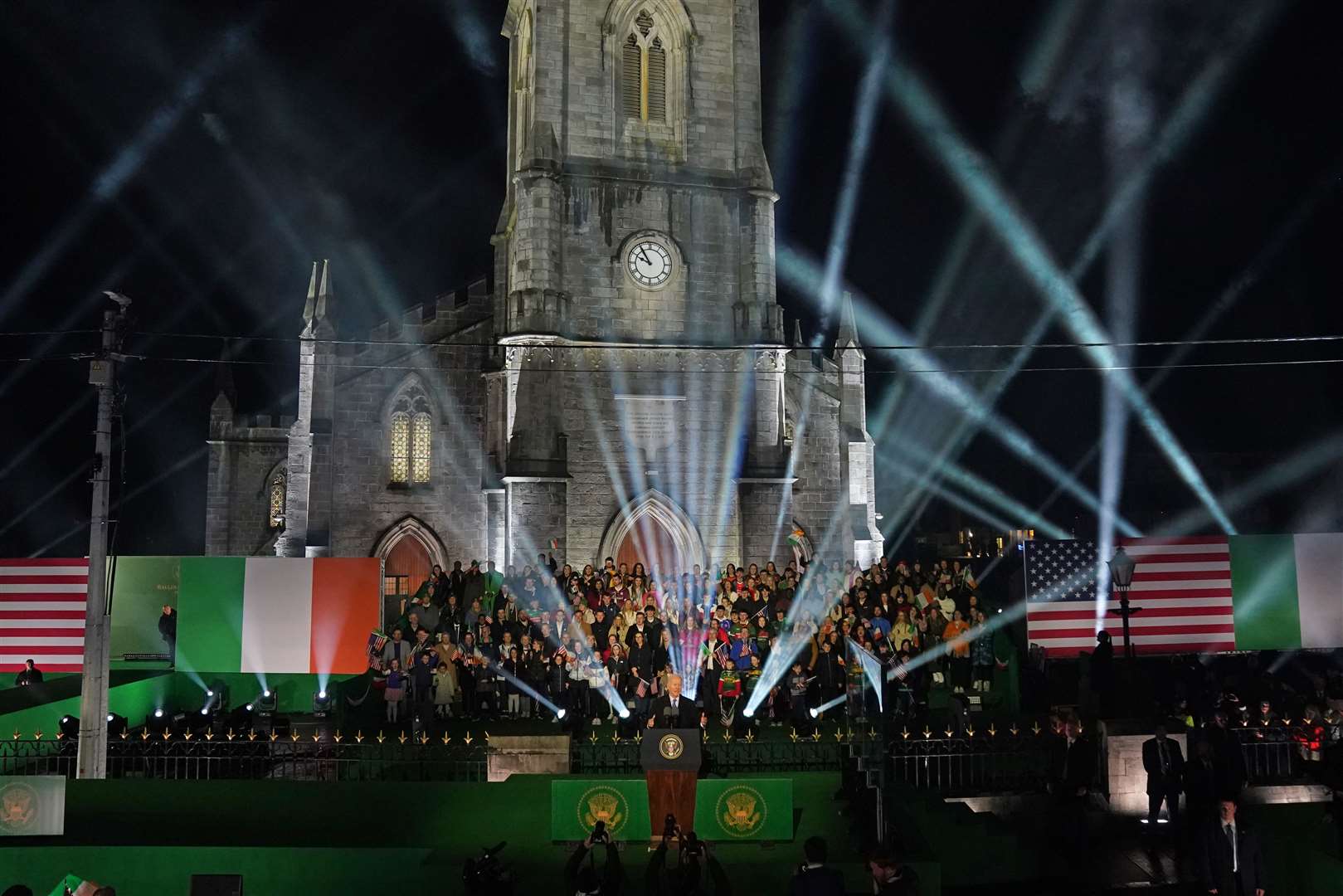Mr Biden spoke in front of St Muredach’s Cathedral (Brian Lawless/PA)