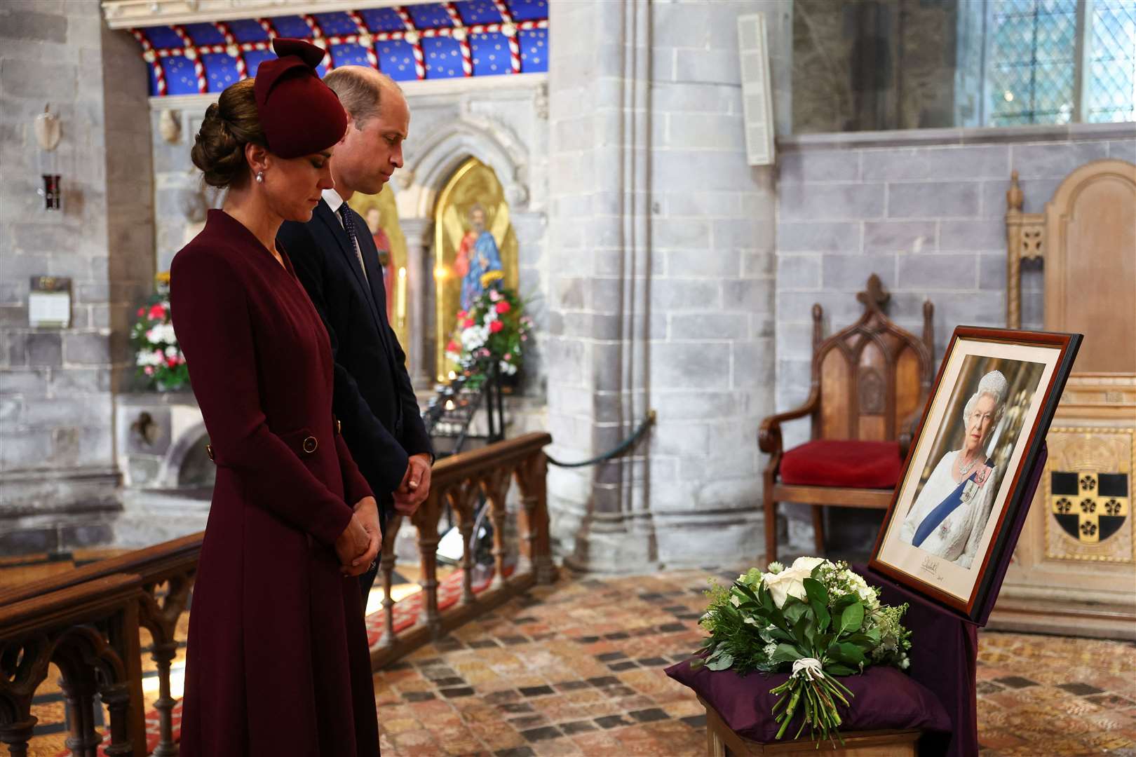 The Prince and Princess of Wales attend a service at St Davids Cathedral, Haverfordwest, Pembrokeshire, West Wales (Toby Melville/PA)