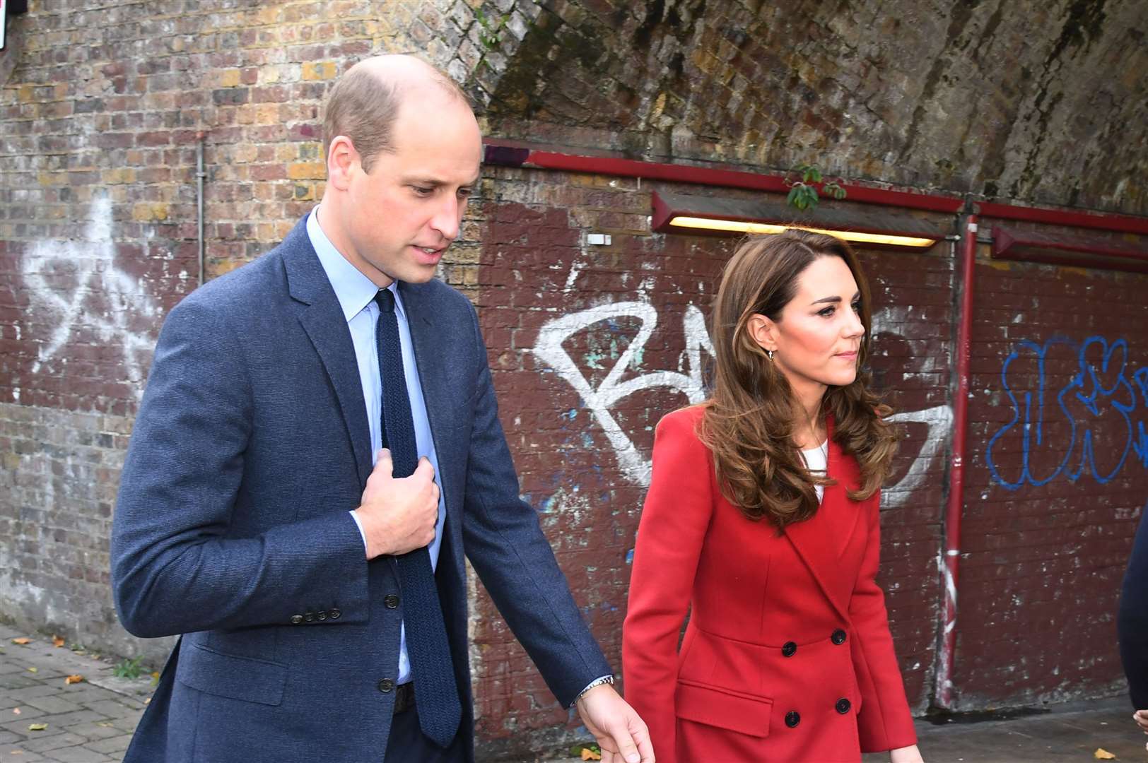 The Duke and Duchess of Cambridge viewed some of the images from the Hold Still photography project at Waterloo station in London (Evening Standard/Jeremy Selwyn/PA)