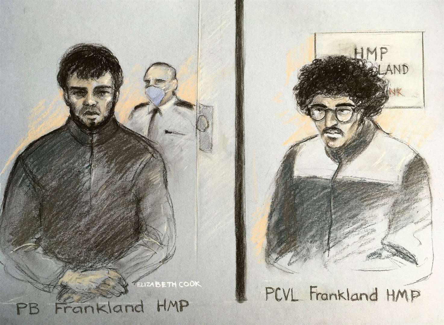 Ahmed Hassan and Hashem Abedi, right, were in separate rooms at HMP Frankland when they appeared on video link at Westminster Magistrates’ Court (Elizabeth Cook/PA)