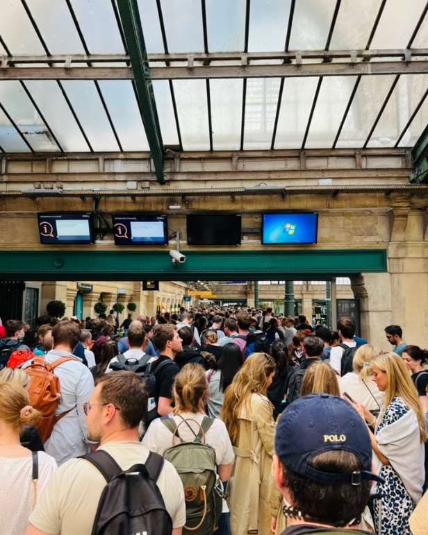 Callum Davies has been at Gare du Nord for nearly seven hours (Callum Davies/PA)