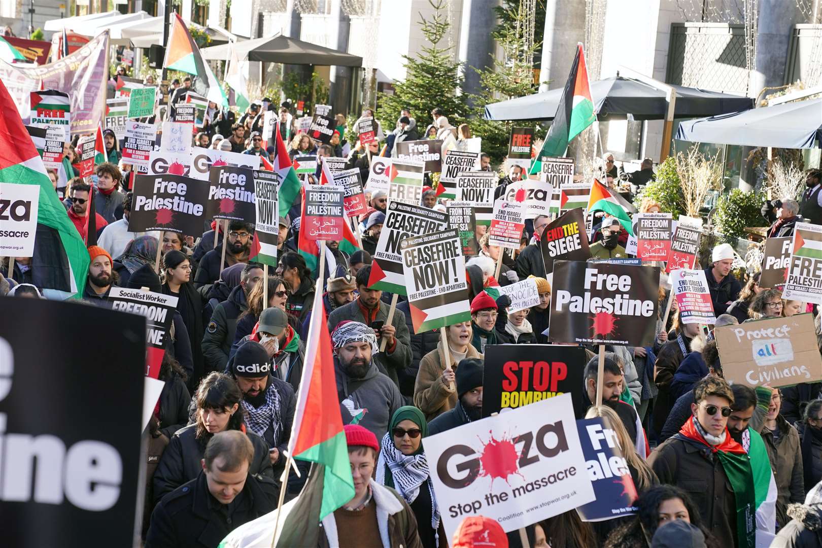 People took part in the National March for Palestine, organised by the Palestine Solidarity Campaign, in central London on Saturday (Lucy North/PA)