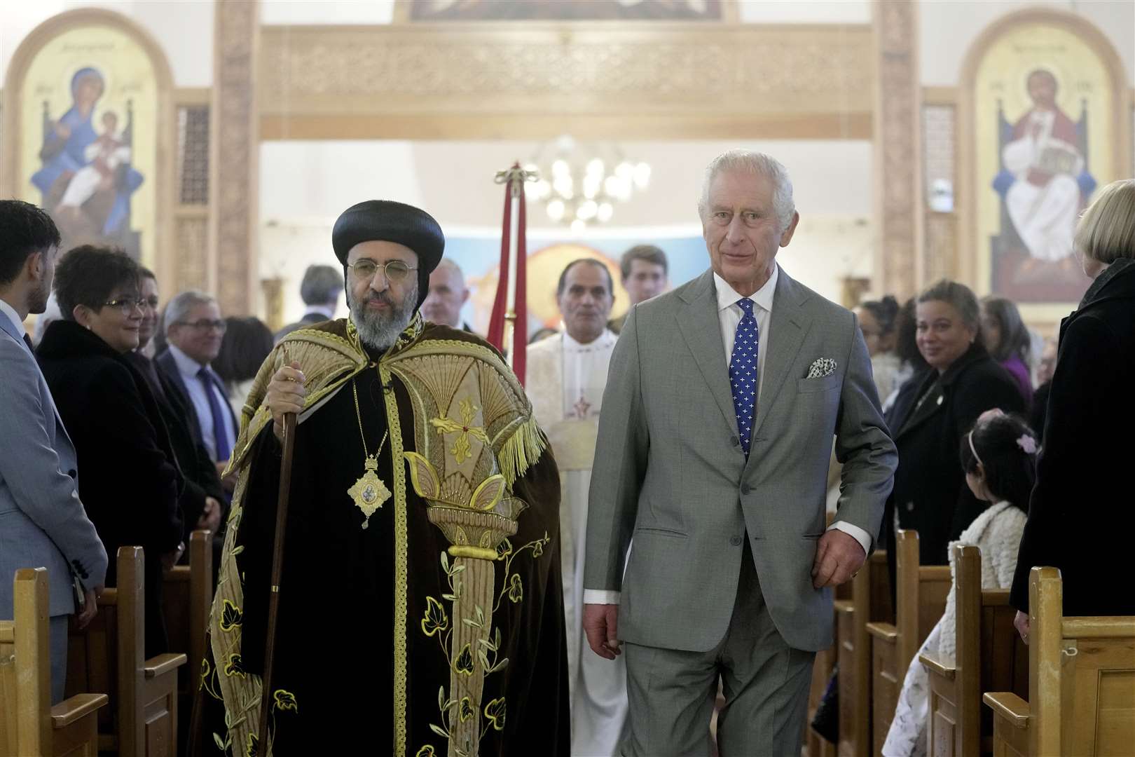 Charles attended a short service in the Cathedral of St George (Kin Cheung/PA)