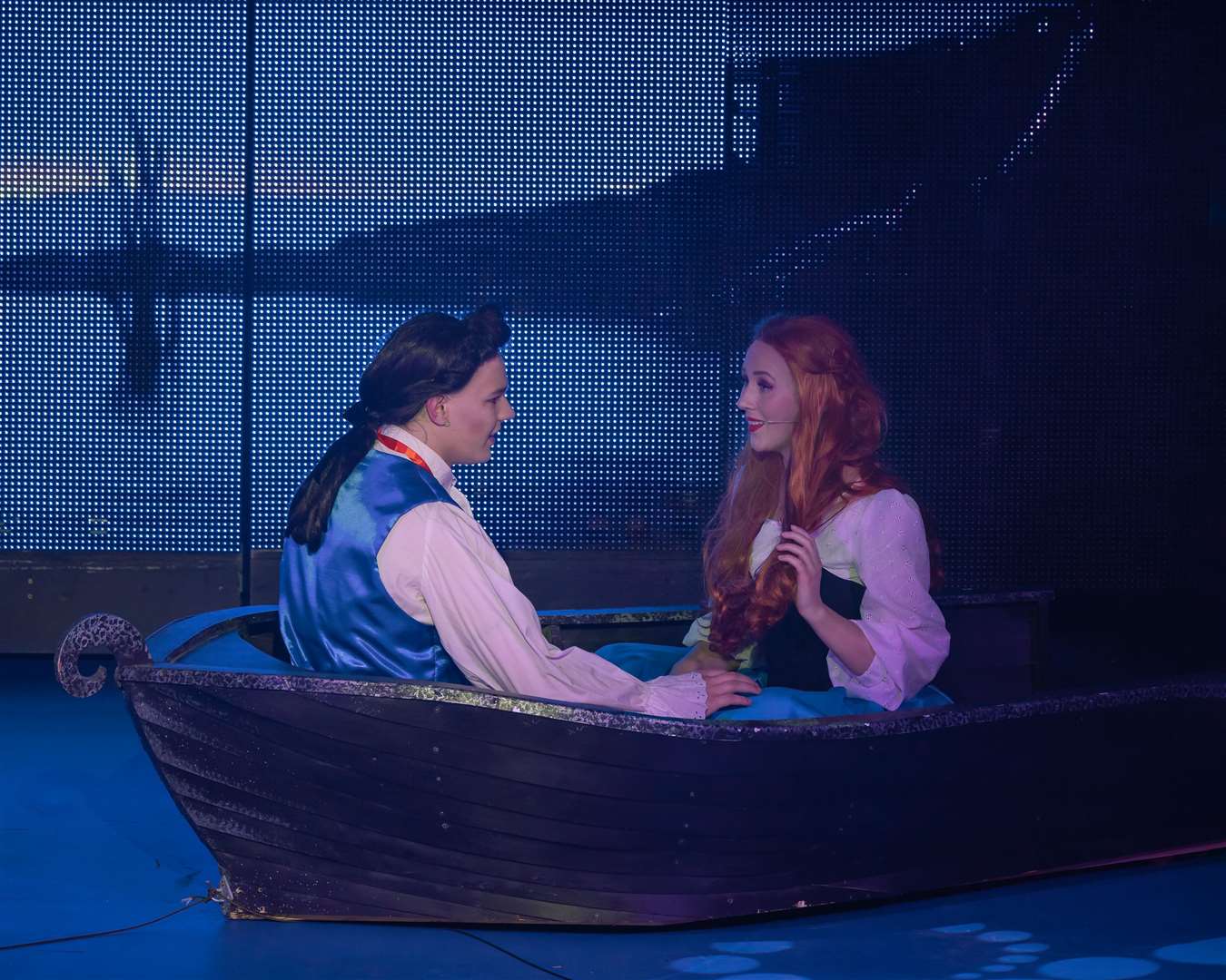 Ariel and Prince Eric float across the stage. Picture: Kate Friday.