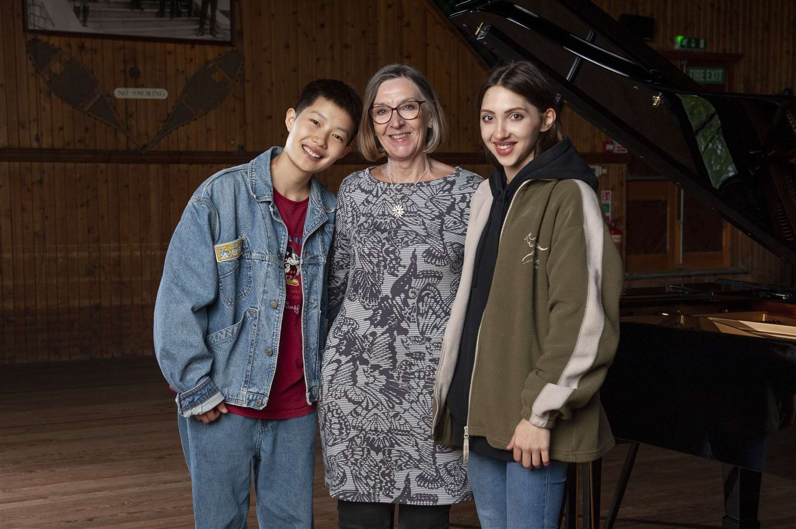 Sofia Shokhina and Jing Huang with Sheila Robertson of the Haddo House Choral and Operatic Society. Picture: Andy Mclean