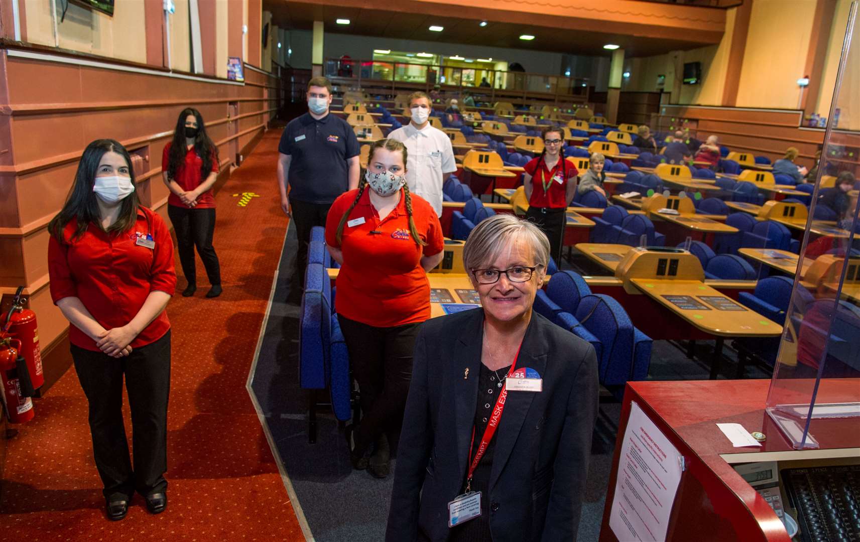 Amanda Bush (front right) with other staff members...Carlton Bingo reopens in Buckie. ..Picture: Becky Saunderson..