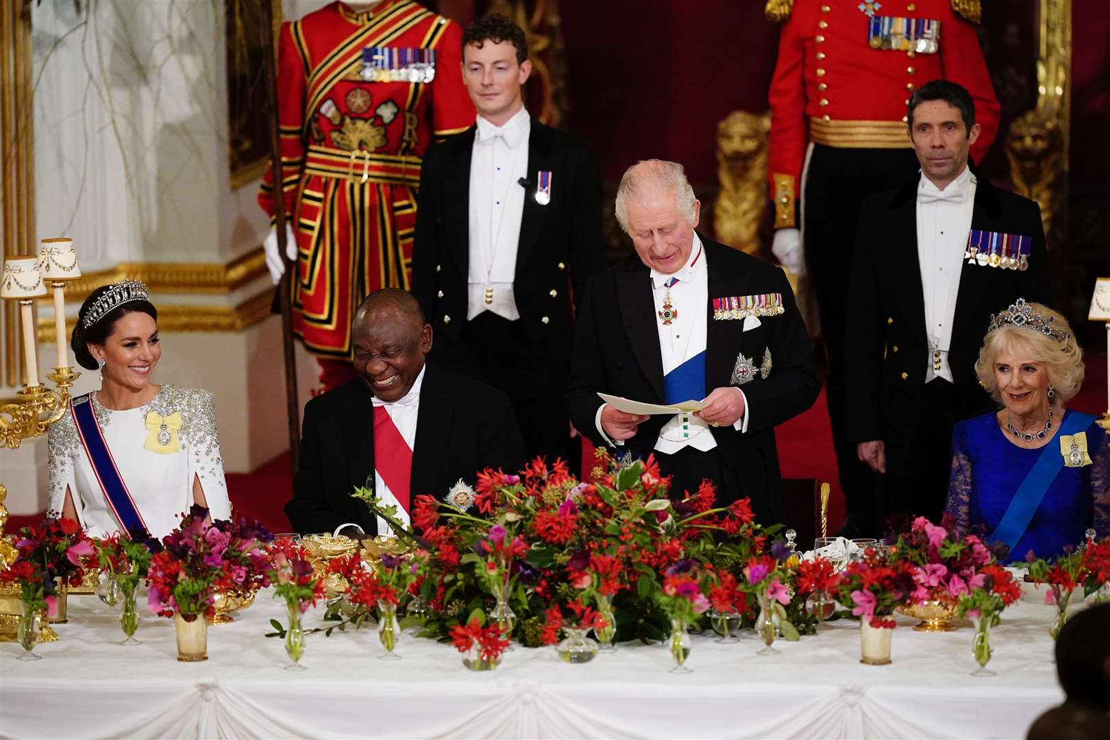 The royal family during the state banquet for the South African state visit to the UK (Aaron Chown/PA)