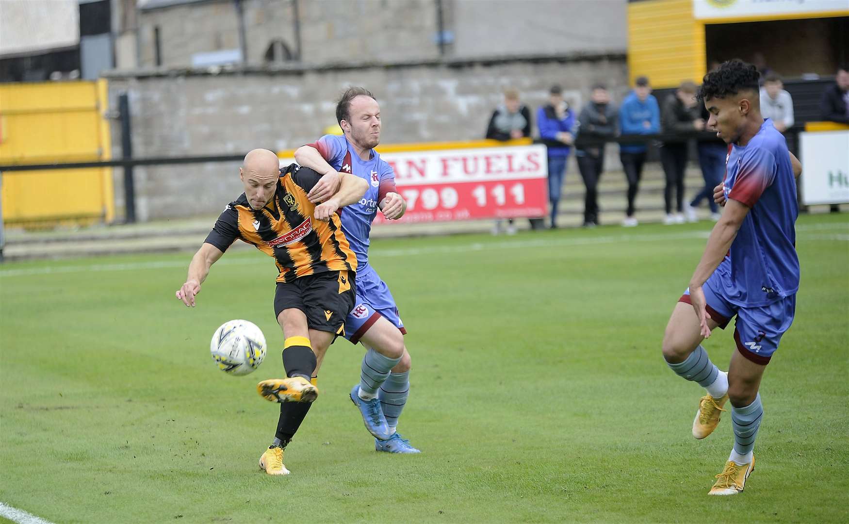 Action from Huntly against Keith on Saturday. Picture: Becky Saunderson..